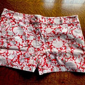 LOFT Dark Salmon and White Spring Blossom Shorts size 14 Denim Like New